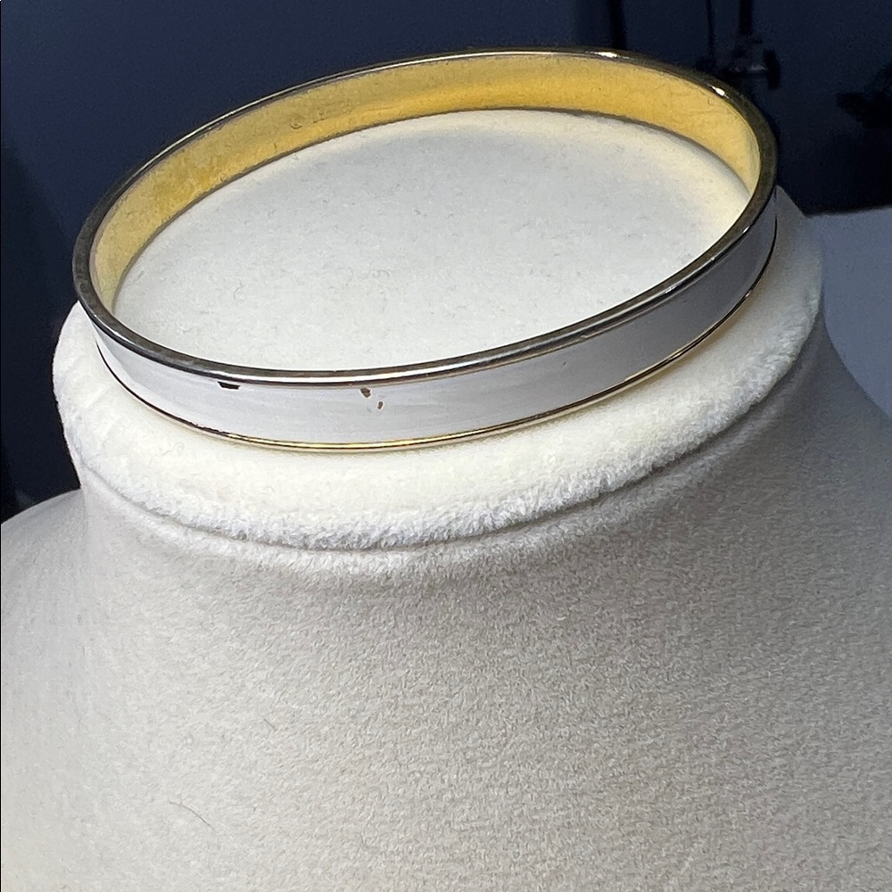 Vintage Monet White Enamel Gold Tone bracelet.